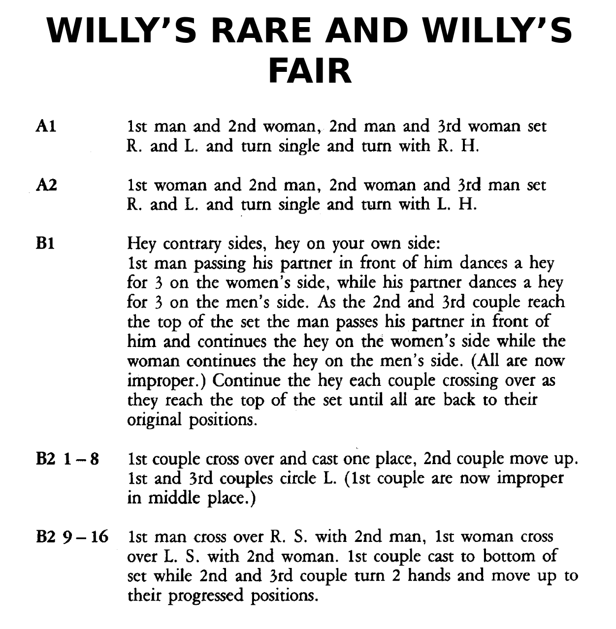 Willy's Rare And Willy's Fair (dance)